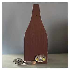 UPCYCLED WALL DECOR Hand-Painted WINE BOTTLE / Grape-Theme Matte Plum Off-White